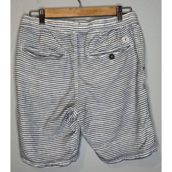 Men’s American Eagle Small Striped Blue White Shorts Drawstring - Picture 2 of 6